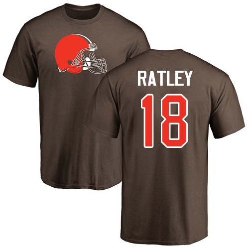 Men Cleveland Browns Damion Ratley Brown Jersey 18 NFL Football Name and Number Logo T Shirt